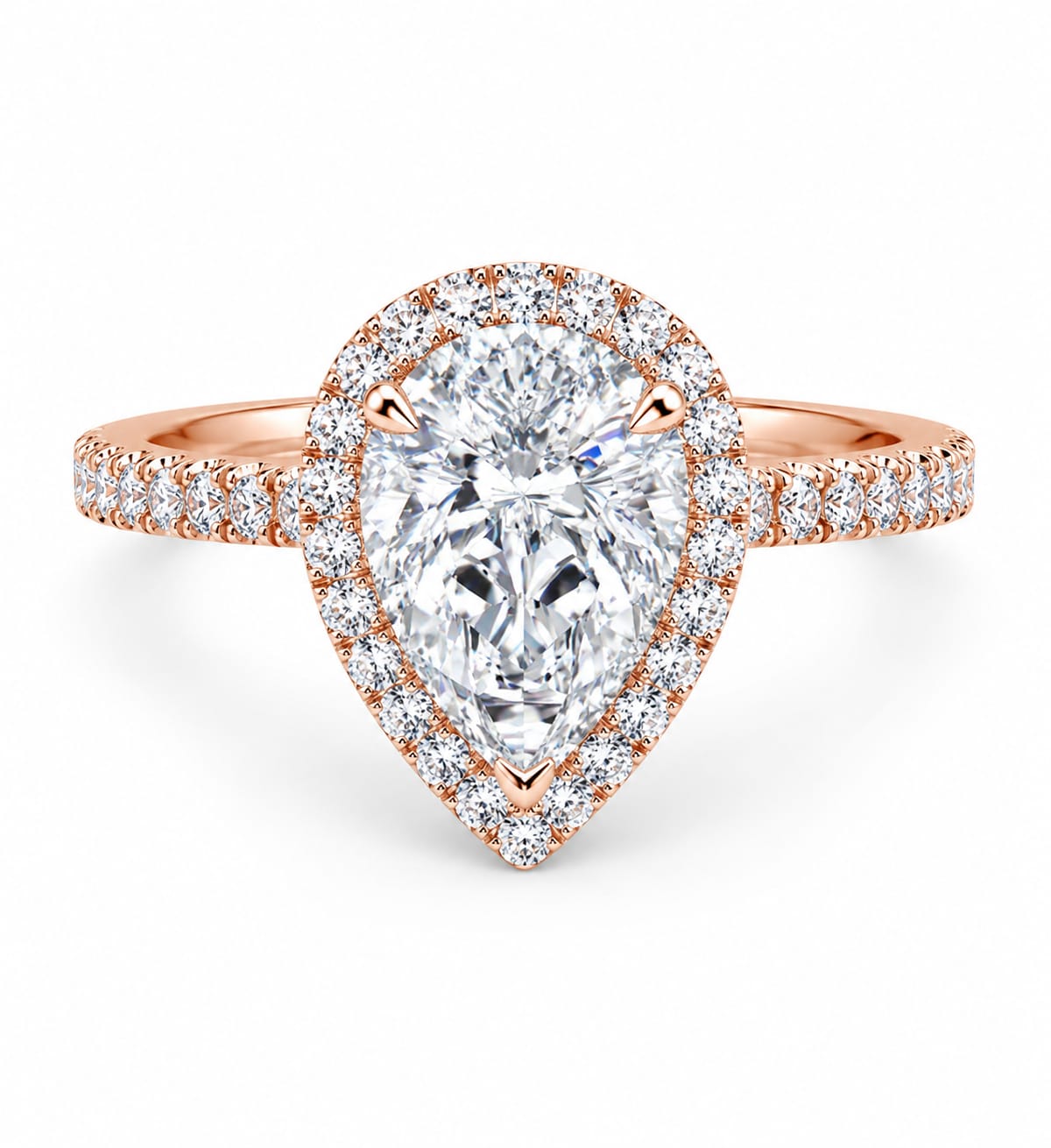 Tear Drop Halo Ring